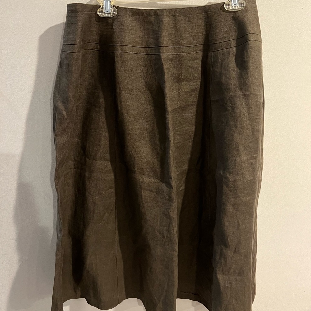 Talbots Classic Green A-Line Irish Linen Skirt